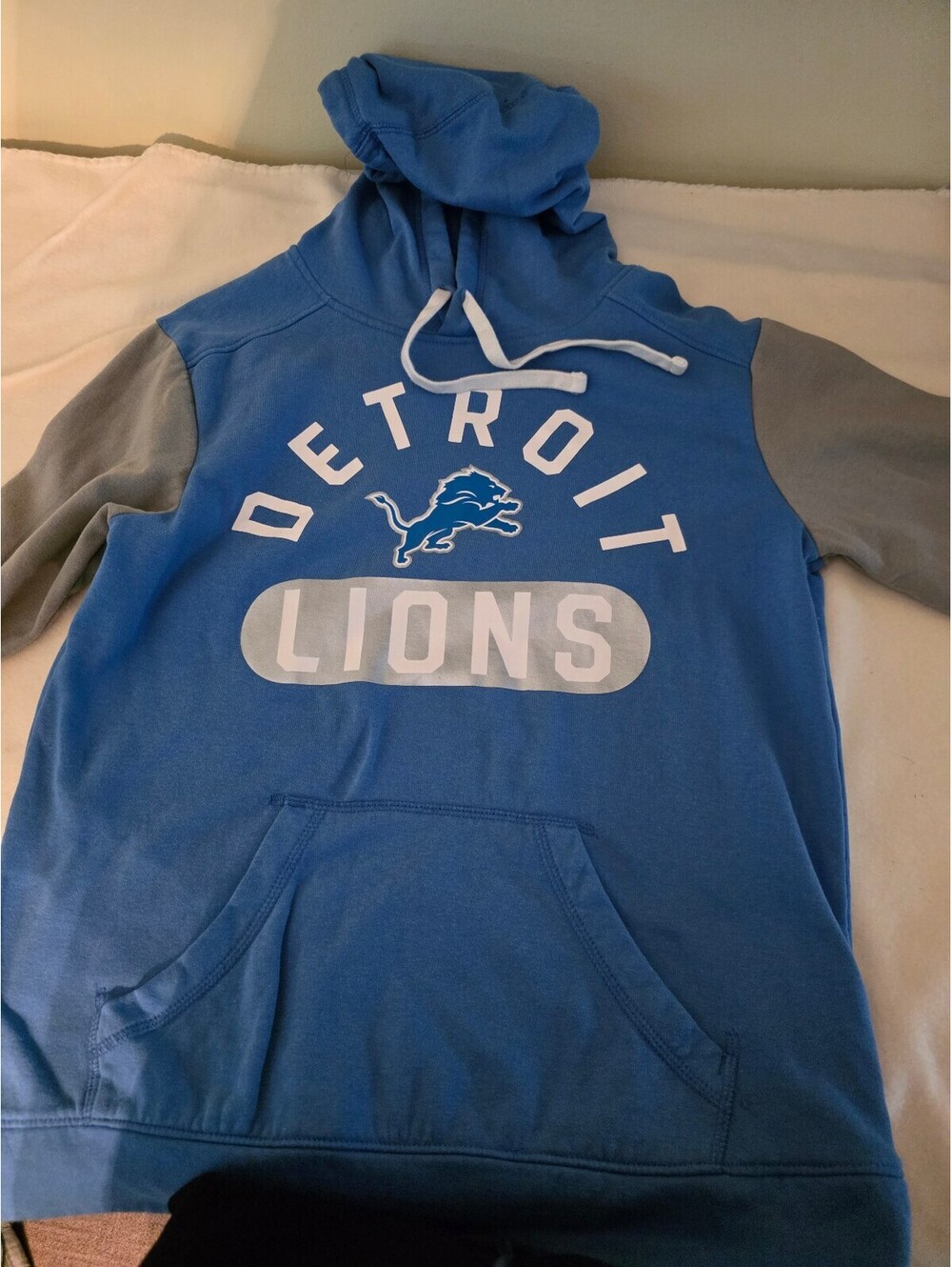 Detroit Lions Fanatics Hoodie Men’s Medium Blue Gray Pullover Sweatshirt NFL